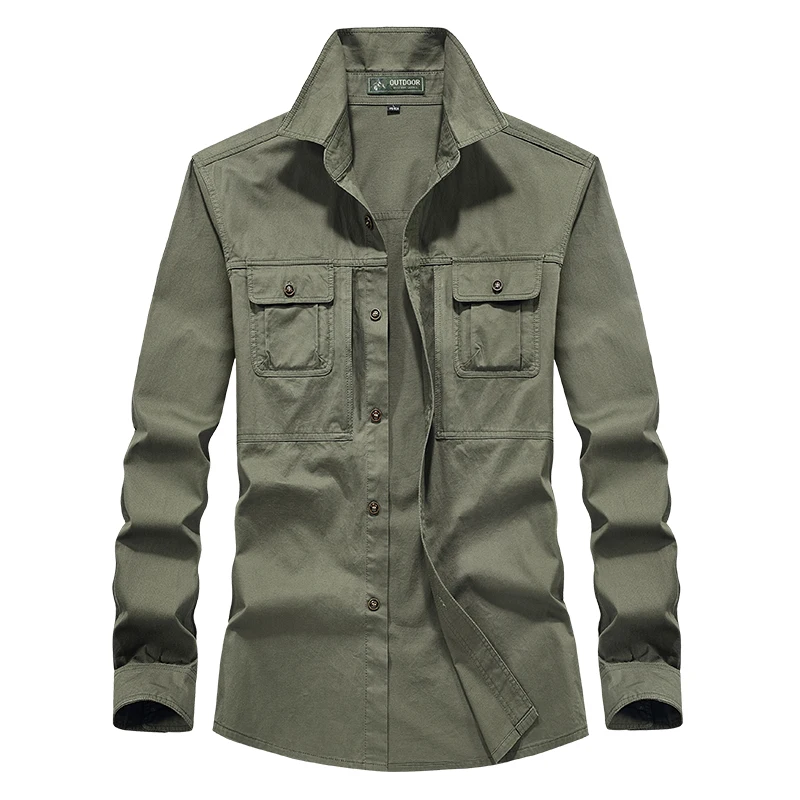 

Рубашка-карго мужская с длинным рукавом, повседневная хлопковая блуза в стиле милитари, брендовая одежда, размеры 6XL, весна-осень