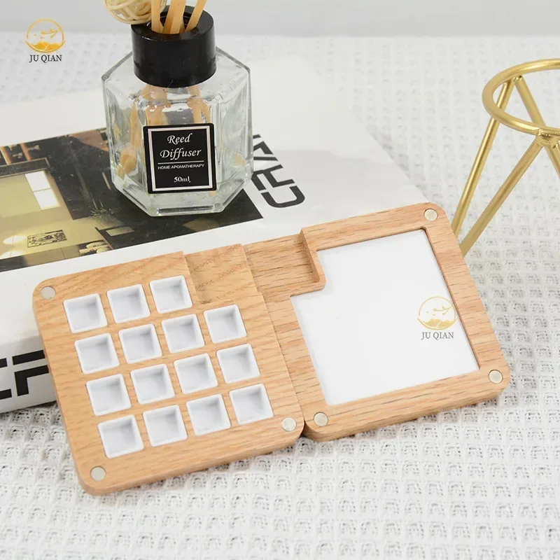 Empty Wooden Watercolor Palette Portable Mini Travel Acrylic Paint Box Square Tray Box Art Painting Supplies paint tray,color palette,watercolor palette
