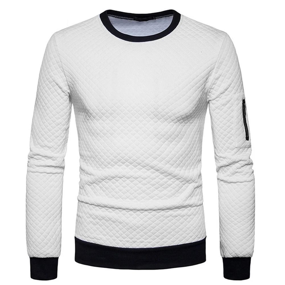 

Mens Casual Crew Neck Waffle Sweatshirts Long Sleeve Pullover Sports Active Tops Korean Style Male Knitted Men Casual Knitwear
