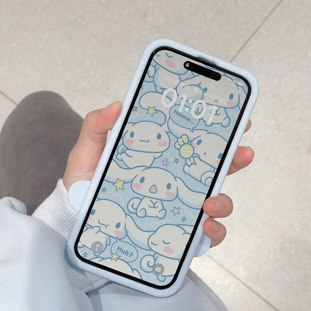 3D Cartoon Cute Blue Sanrio Cinnamoroll Phone Case for IPhone 15