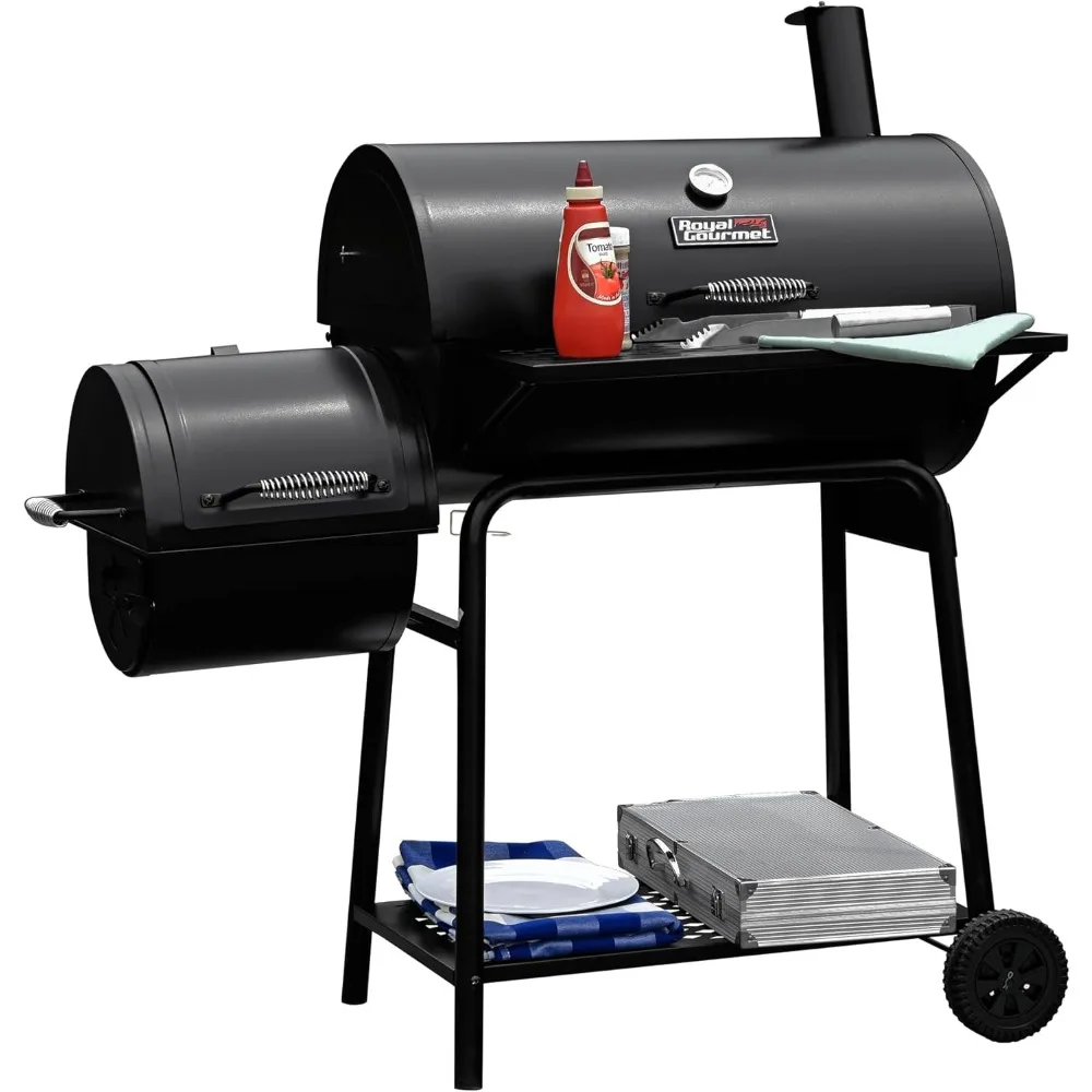 

Royal Gourmet CC1830F Grill with Offset Smoker, 811 Sq. Inches Space, Barrel Charcoal BBQ Outdoor Backyard Cooking, Black