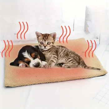 Self-Warming Pet Pads Blanket Puppy Pad Warm Cushion Mat for Cats Dogs Washable Pets with Thermal Body Heat Reflecting Core Pad 1