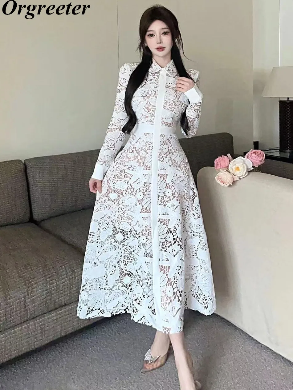 Lace mid-length dress