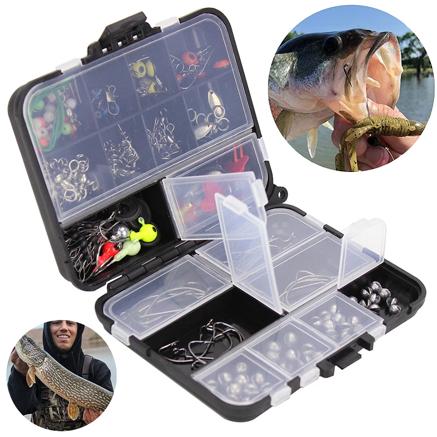 191pcs/box Fishing Tackle Set Jig Hooks Beads Sinkers Weight Swivels Snaps Kit  Angling Accessory - AliExpress