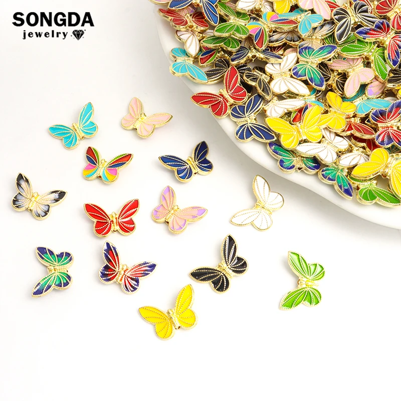 

10pcs Enamel Double Sided Butterfly Beads Charms Alloy Insect Butterfly Spacer Bead for Jewelry Making DIY Bracelets Accessories