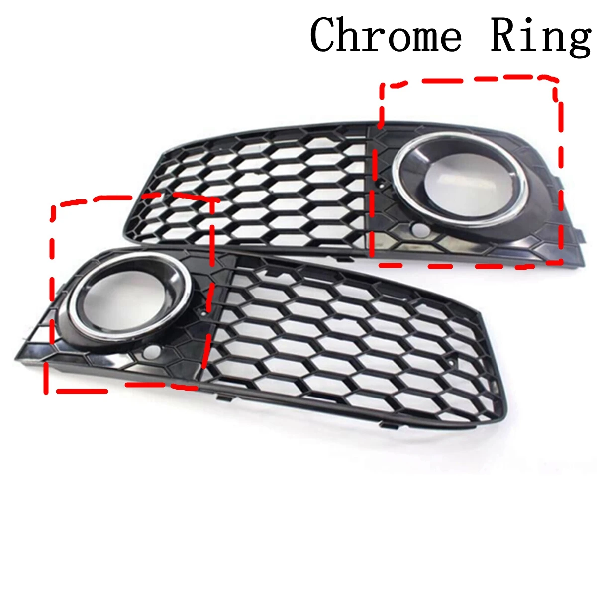 Schwarz/Chrom Nebel Licht Gitter Für Audi A4 B8 2009-2012 Auto Front Stoßstange Grill Mesh Waben gitter Nebel Licht Surround Abdeckung – Detail 3