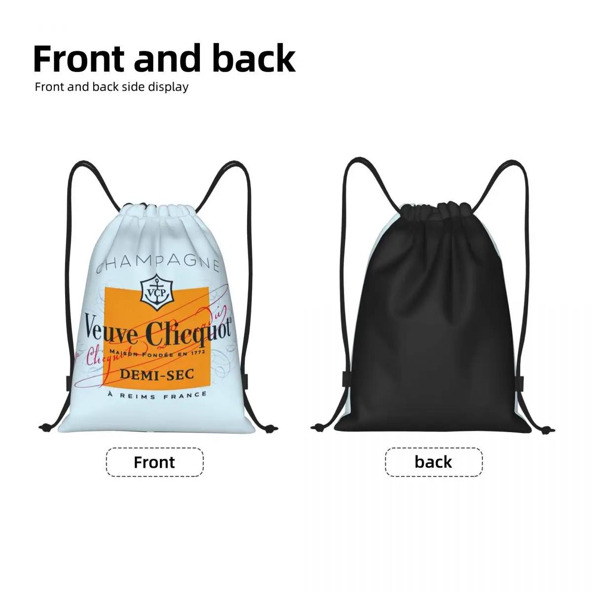 Custom Luxury Champagne Drawstring Bag Women Men Lightweight Champagne Champers Sports Gym Storage Backpack