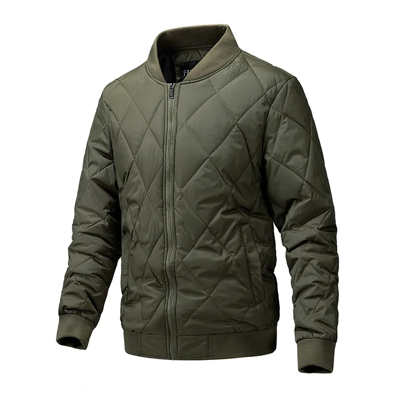 Herbst Jacke Männer Koreanische Mode Plaid Warme Windjacke Männer Stehen Kragen Einfarbig Varsity Jacke Männer Slim Fit Mantel Männlich_voghion.com