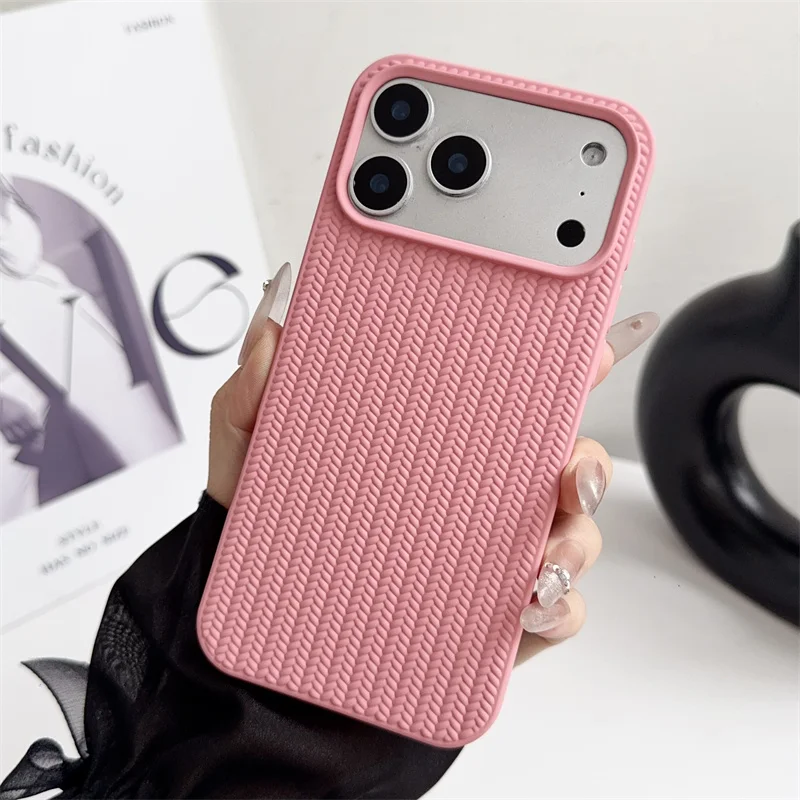 Elegant Woven Matte Shockproof Phone Case - Non-Slip Soft Protection Cover