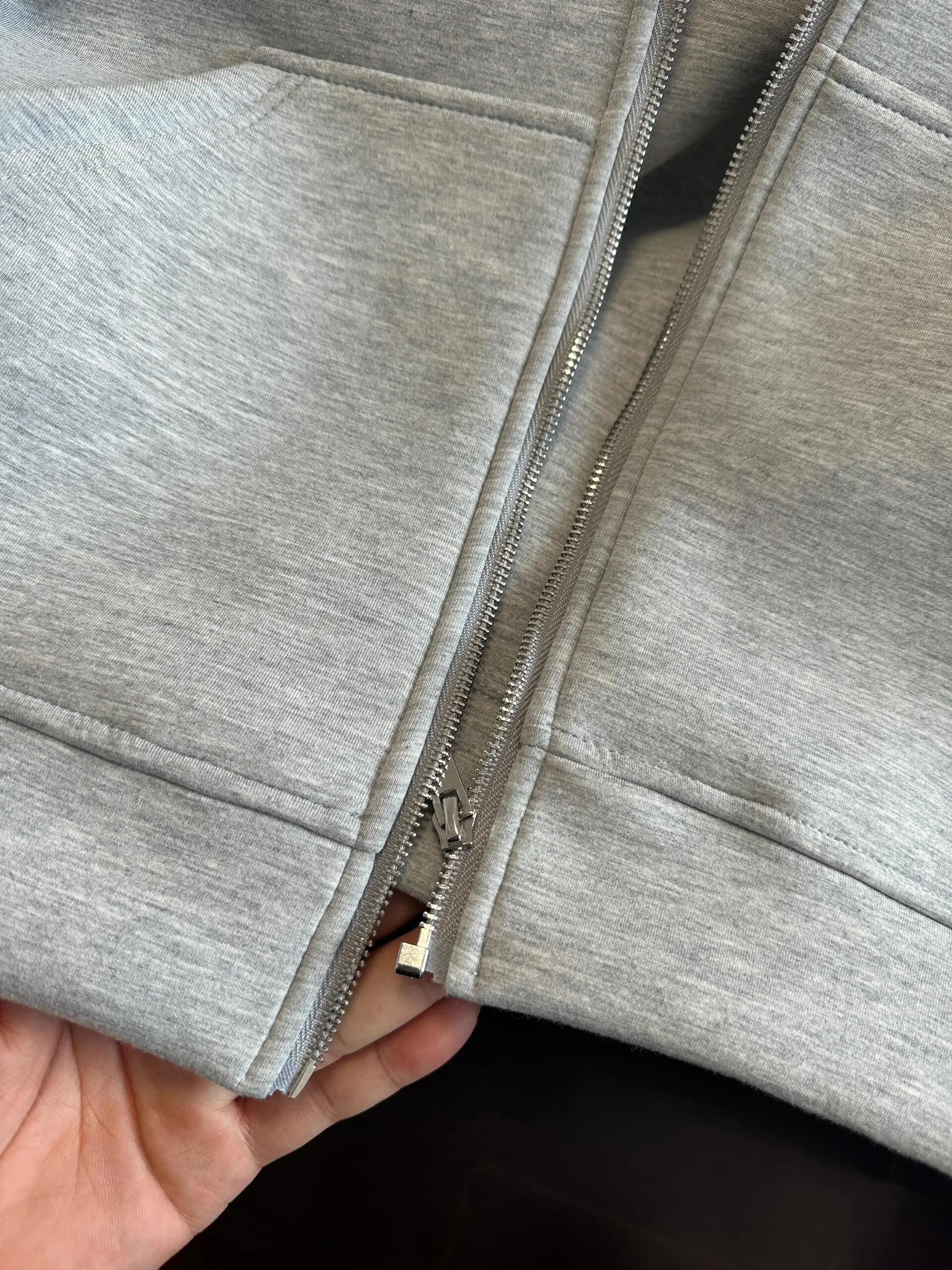 Women's Grey Hooded Coat Solid Long Sleeve Loose Zipper Jacket Sports Style Female Autumn Fashion Oversize Outerwears