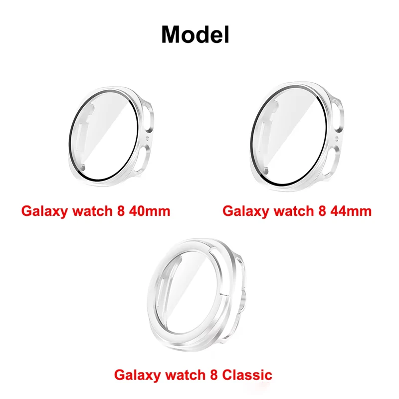 Premium Glass PC Case + Screen Protector for Galaxy Watch 8 - Full Hard Bumper Cover 44mm/40mm