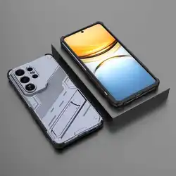 Armor Shockproof Phone Case with Holder and Lens Protection Cover for SAM S24 Ultra (GRAY)