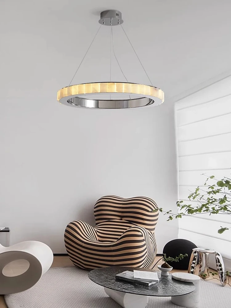 2024 Trendy Marble Series Chrome Black Gold Hanging Lamp Chandelier Lighting Suspension Luminaire Lampen For Living Room