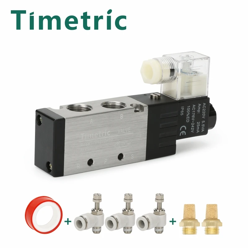 자동차용 12V DC 휴대용 타이어 공기압축기 150Psi, 디지털 압력계, 자동밝기 비상손전등 포함 8 솔레노이드 밸브 공기 제어 밸브, 3/8 인치 BSP 포지션, 2 포트, 5 포트, 2/5 웨이, 4v310-10, 8, 12V, 24V, DC 110V, 220V, AC