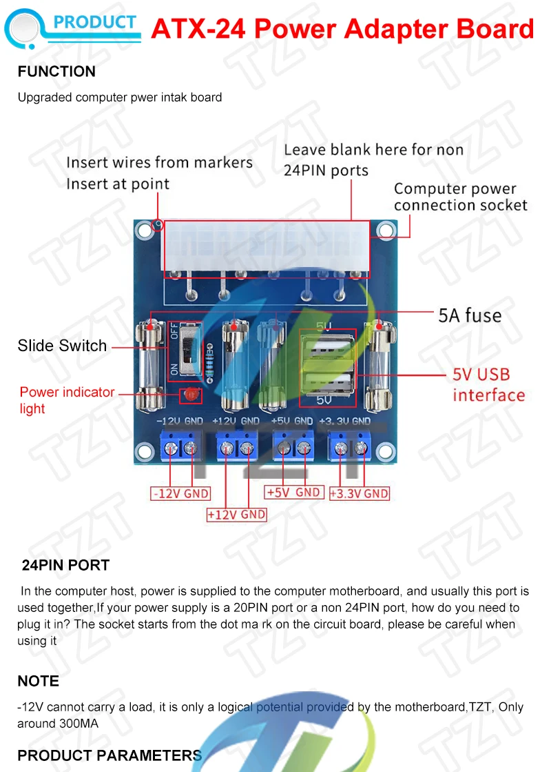 1/3 Stück HU-M28W Desktop-PC Netzteil ATX-Adapterplatine Stromversorgungs-Testmodul Stromversorgungs-Schaltkreis Ausgangsmodul – Detail 1