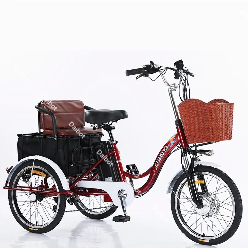 Adult Electric Tricycles With Pull Basket Seat Three Wheel 48V 350W Fashion Electric City Bike Women Lithium Battery