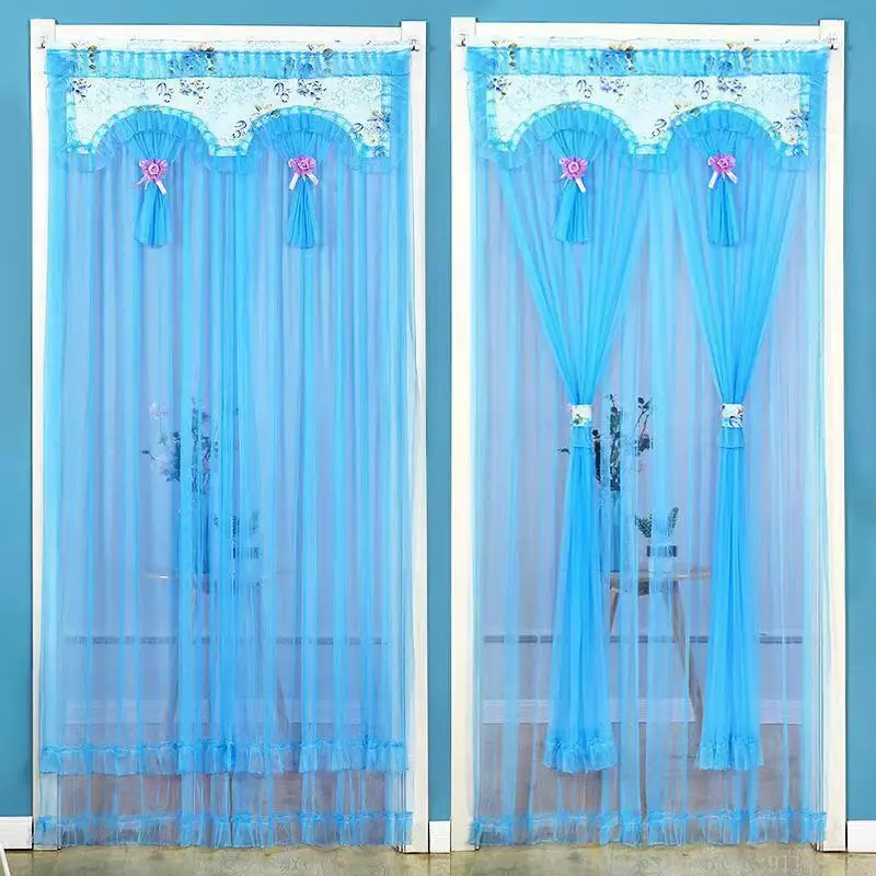 Home summer anti-mosquito curtain free punch lace partition curtain anti-fly and insect-proof kitchen bedroom decor door curtain
