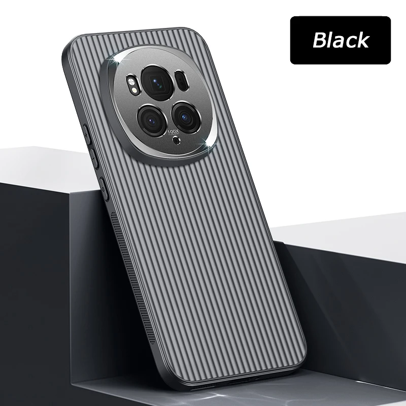Coque de téléphone Honor Magic 6 Pro à rayures 3D en métal avec trou fin pour protéger l'appareil photo, coque souple mate antichute et anti-empreintes digitales_voghion.com