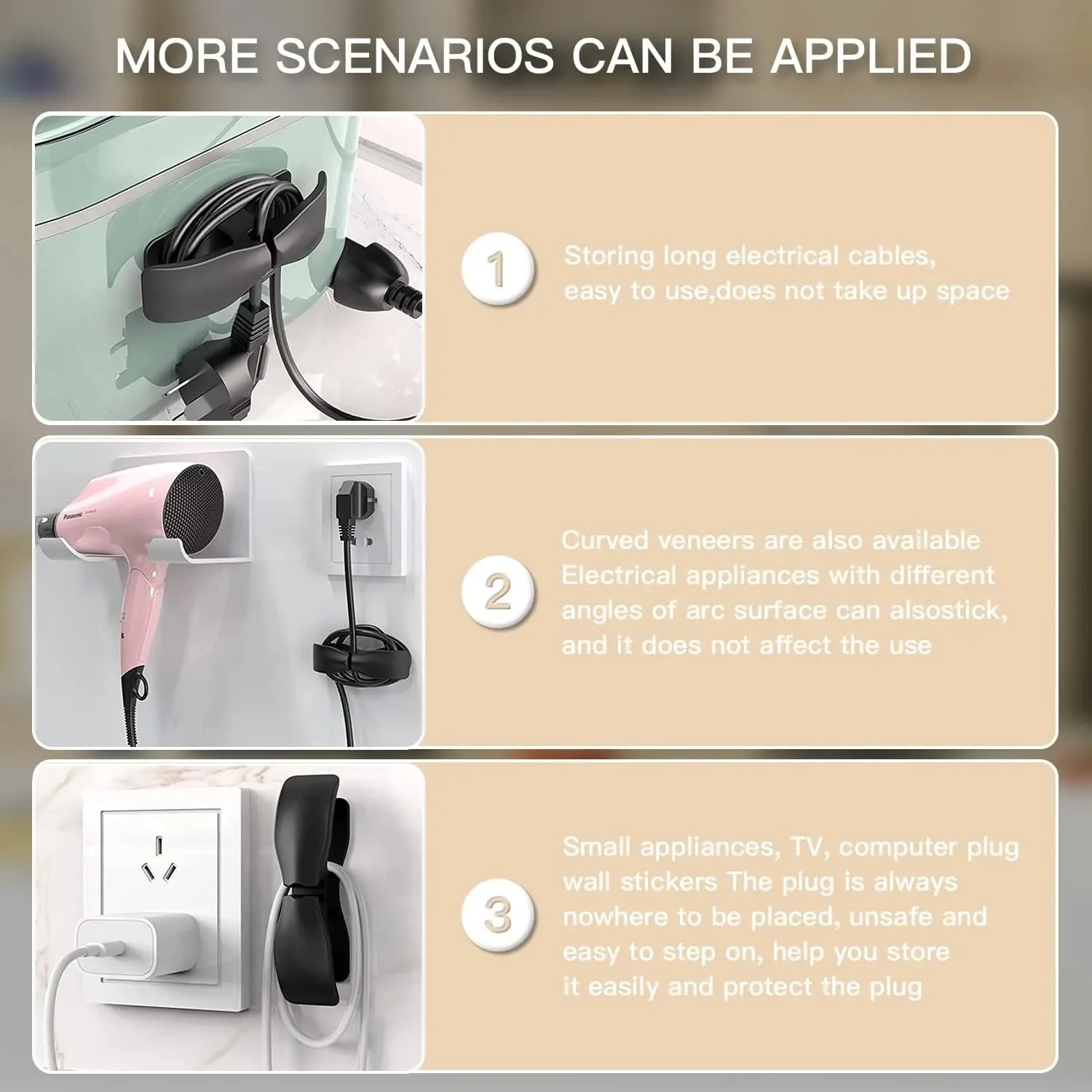 Power Cord Fixed Wire Clamp Cable Organizer Kitchen Mounted Plug Cable Data Organizer Kitchen Appliance Winding Device cable organizer wall mounted organizer hanging storage organizer power strip organizer power socket organizer