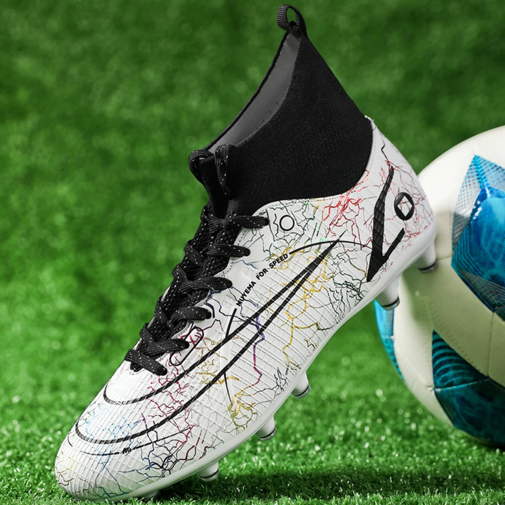 Men's football shoes TF/FG high barrel spike football shoes youth adult outdoor sports football coach competition training shoes