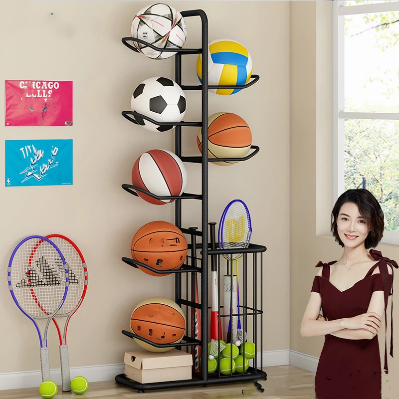 Thuis Indoor Kinderen Basketbal Voetbal Volleybal Badminton Racket Opbergrek Bal Rack Eenvoudige Opbergrek बॉल रेक 골대