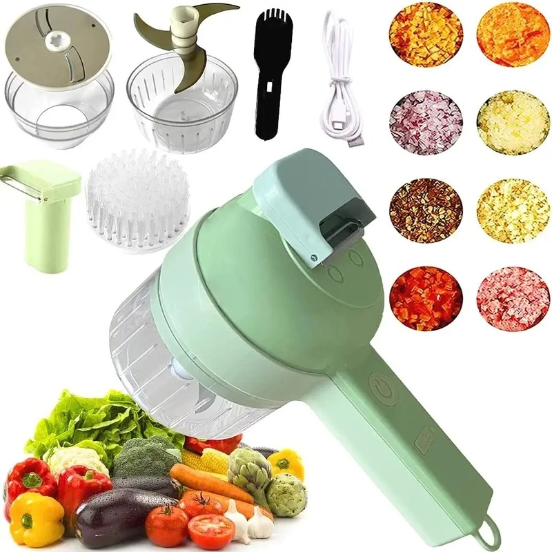 4 in 1 Handheld Electric Vegetable Cutter,Mini Hand held Wireless