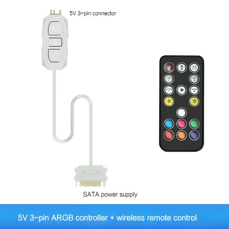 ตัวเลือกสินค้า ตัวควบคุมแสง ARGB สำหรับพัดลม PC 5V 3PIN SATA