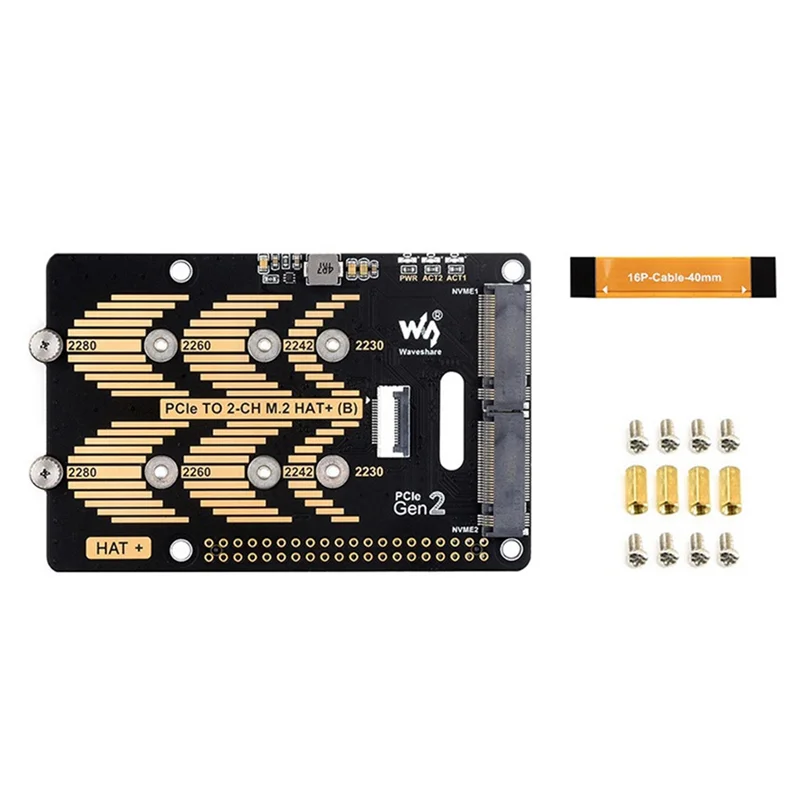 Waveshare Pcie-듀얼 채널 M.2 어댑터 보드 모듈, Raspberry Pi 5 5Gbps 모듈 하드 디스크 읽기/쓰기 더 빠른 Module-N34R