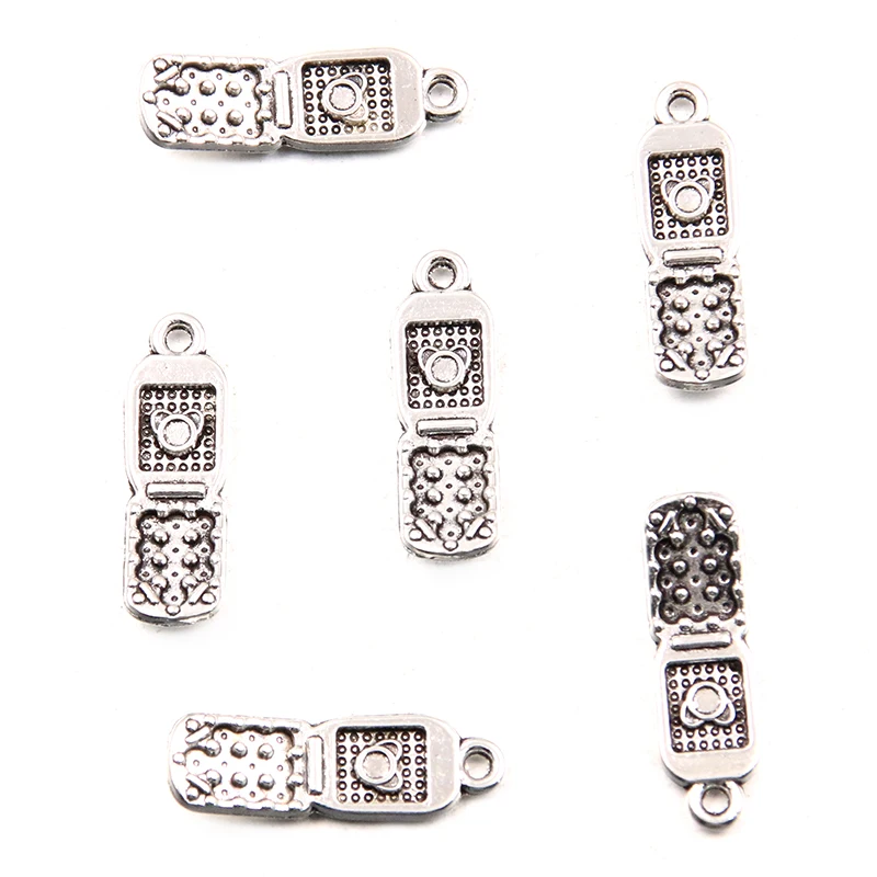 Picture Color Cellphone Mobile Charms Pendant Metal Alloy 10PCS 9*27mm DIY Necklace Bracelet Earrings Marking