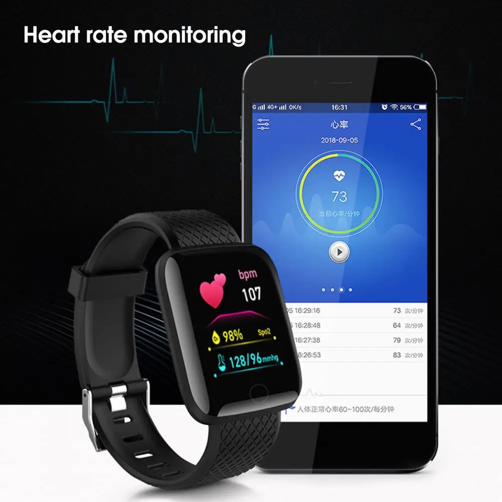 Smart Watch Smart Bracelet Smart Band Men Women Smart Watch Blood Pressure Heart Rate Monitor Fitness Tracker 116Plus Bracelet Watch D13 Wristwatch