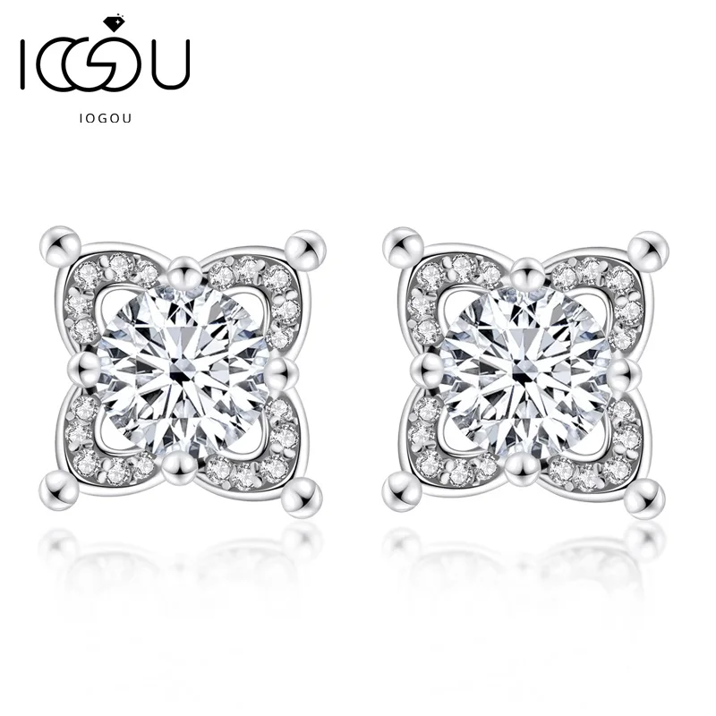 

IOGOU Moissanite Stud Earrings With GRA 925 Sterling Silver D Color Round Cut 0.5ct Anniversary Birthday Jewelry Gifts for Women