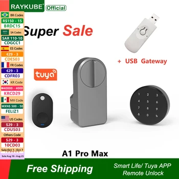 RAYKUBE A1 Pro Max Tuya BEL Smart Door Lock Set with Fobs/ Keypad/ Smart Key Tuya Remote Unlock Work with Alexa Google Assistant 1