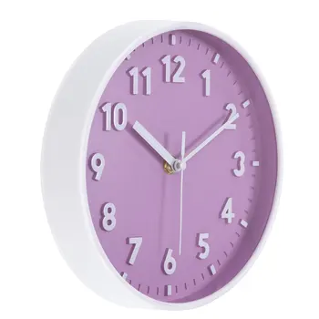 8 Inch Wall Clock 3D Number Quartz Battery Operated Silent Non-Ticking Round Wall Clocks for Office Bedroom Decorative Pink 6