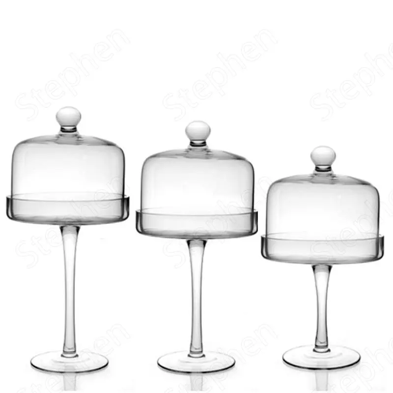 High Legged Transparent Glass Container European Modern Large Cake and Dessert Storage Jars with Lid Wedding Decoration Ornament 5
