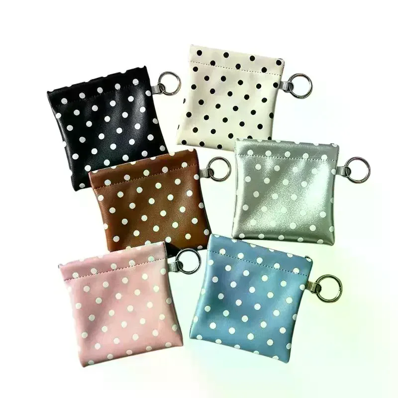 Portamonete in Pelle PU a Pois, Design Sottile e Portatile con Portachiavi per Donne, Adatto per Borse e Pochette, Uso Quotidiano Casual - immagine 3