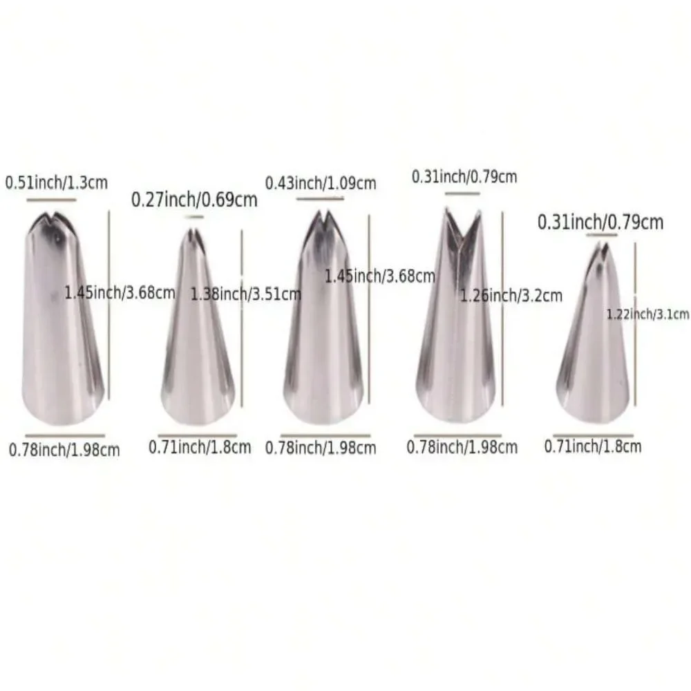 Stainless Steel Leaf Piping Nozzles DIY Cookie Making Cake Decorating Tools Pastry Fondant Accessories 5PCS
