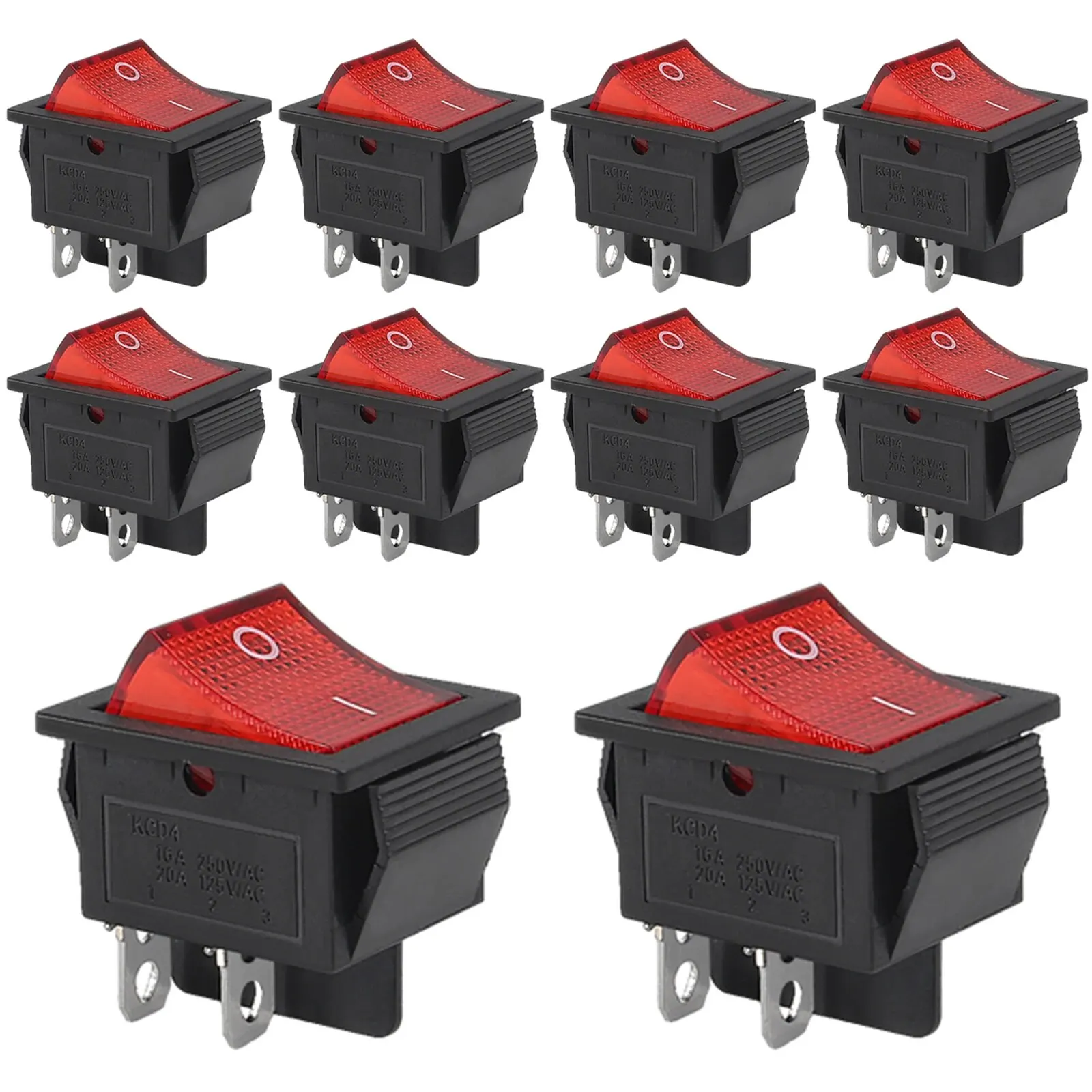 10 個 AC 20A/125V 15A/250V DPST 4 ピン 2 ポジション オン/オフ