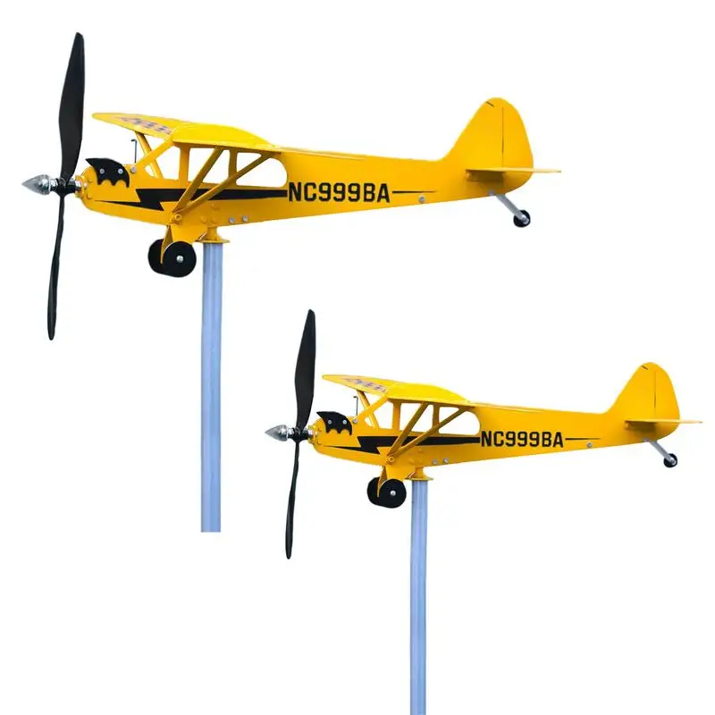 

Windmills For The Yard Garden 3D Metal Plug-in Vane Spinning Decor Airplane Weathervane Housewarming Gifts Wind Chime Garden