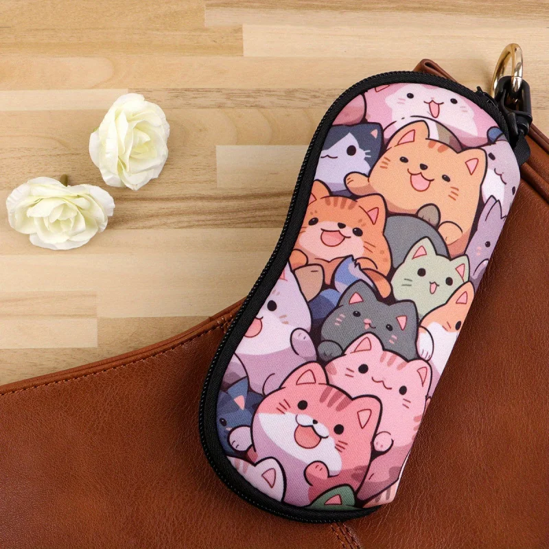 Cute Multi Cat Print Glasses Case Perfect Gift for Women Christmas Daily Use