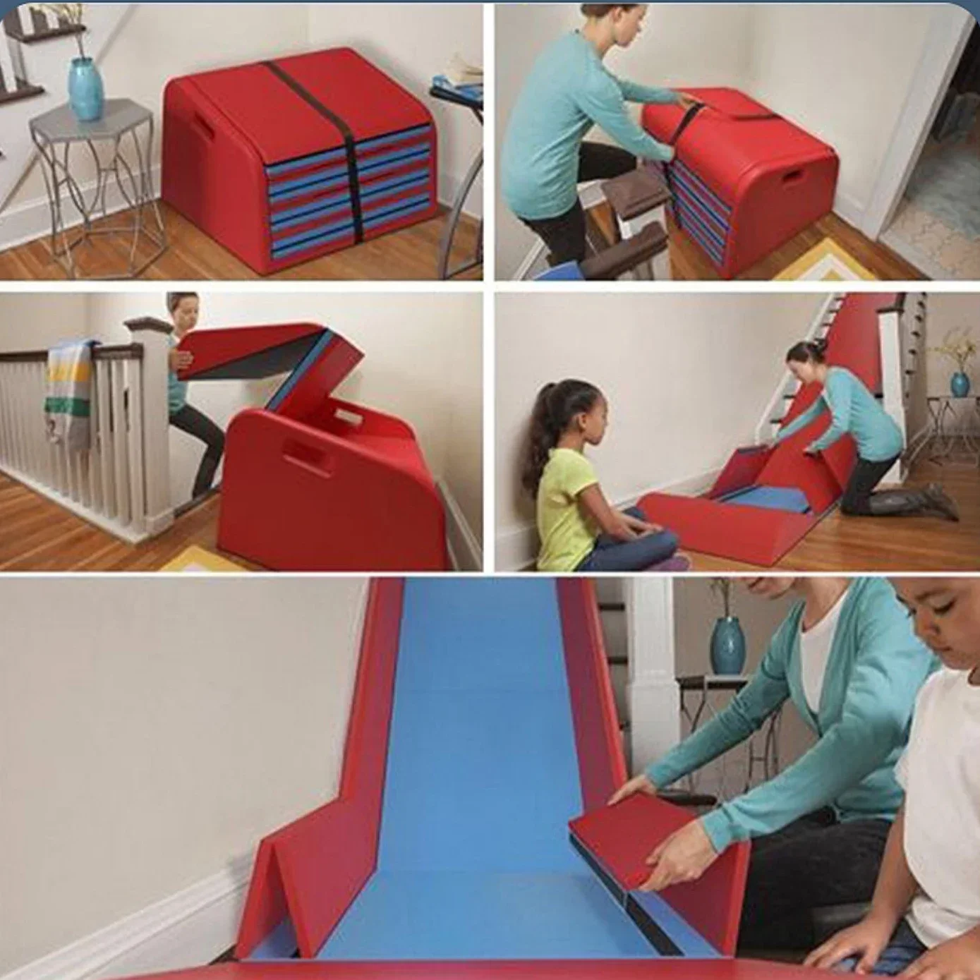 Foldable Floor Stair Slide for Kids collapsible Safe Slide Way Handmade on Stairs