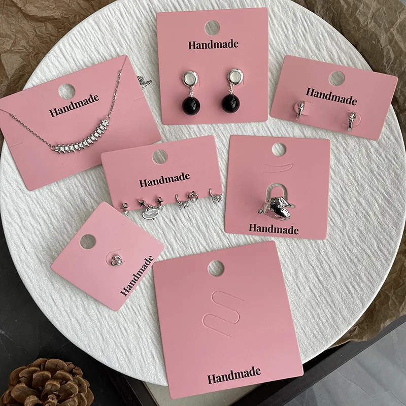 10/50pcs Cute Pink Cards Jewelry Display Card for Girls Necklace Bracelet Earring Brooch Charm Chain Packaging Retail Price Tags