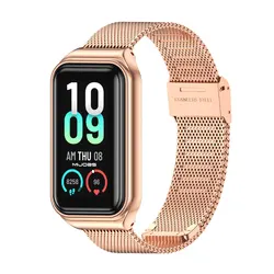 Premium Metal Bracelet Strap for Smart Watch - Stylish Global Version Replacement Band (Milan Rose Gold)