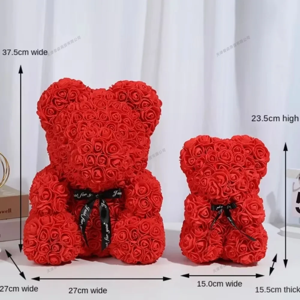 25cm/40cm Eternal Flower Teddy Rose Bear Artificial Flowers Wedding Anniversary Valentine's Day Birthday Party Gifts Home Decor