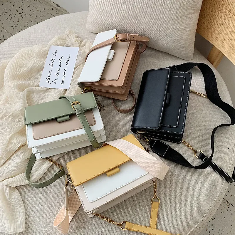 

2023 модная кожаная женская сумка-мессенджер, роскошные сумки, женские сумки, дизайнерская сумка через плечо с цепочкой и широким ремнем для покупок