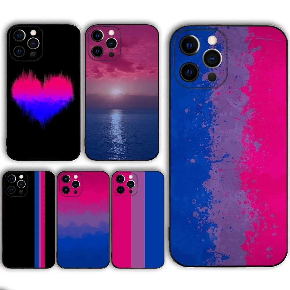 B-Bisexual Flag Art Phone Case For IPHONE 15,13,14,12,Mini ,11, Xr, X ,Xs Pro Max 8, 7 Plus Back Cover