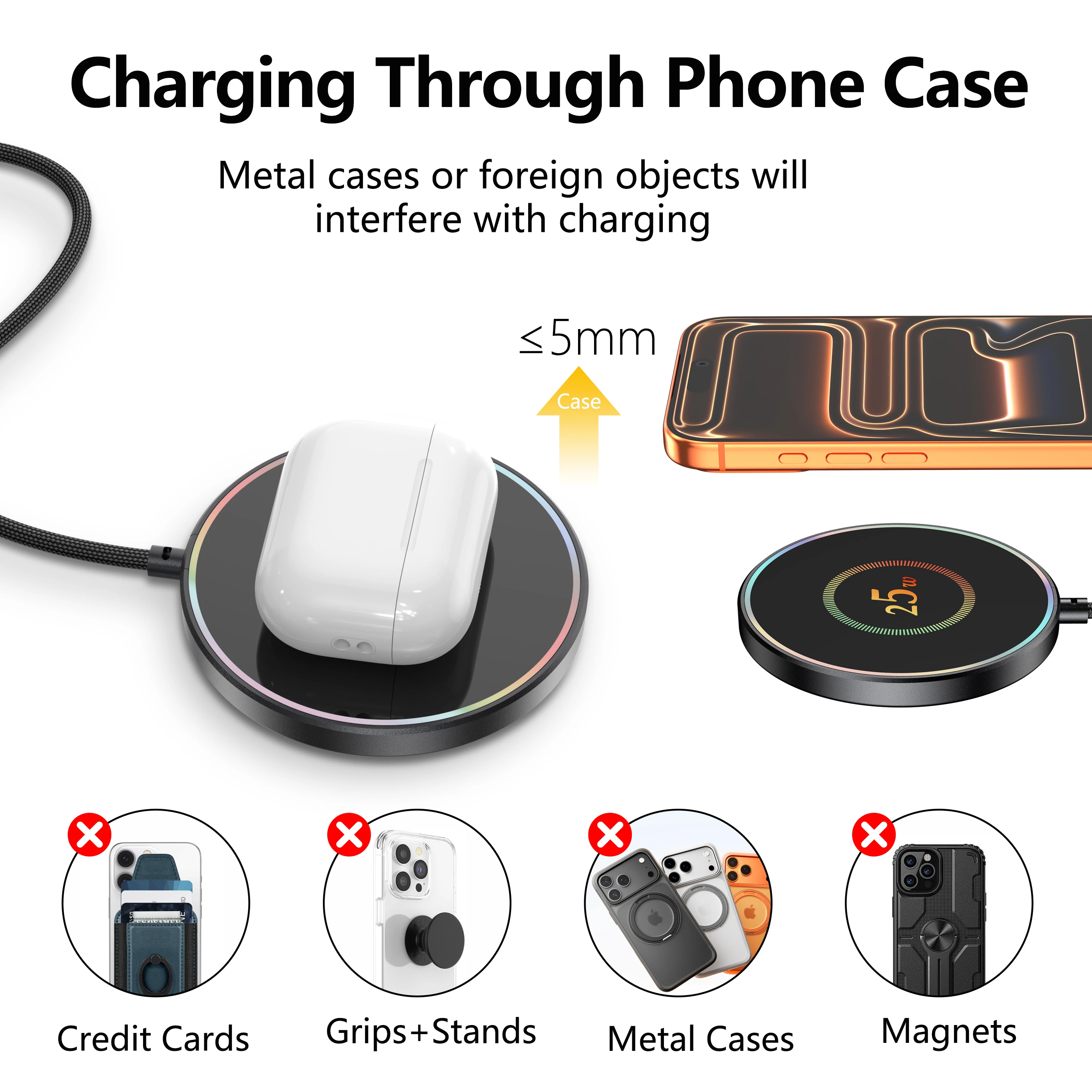 25W Wireless Charger Portable Mobile Phones Chargers Stand For iPhone 17 16 15 14 Pro Max HUAWEI Samsung Fast Charging Charger - 2