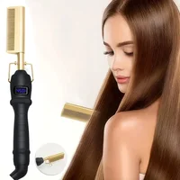 Hair Iron Straightener LCD Hot Comb Wet And Dry Use Heating Comb Electric Environmentally Friendly Titanium Alloy Curler Iron 1
