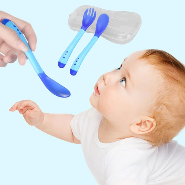 Hot Sale 3pcs/set Small Toddlers Utensils Plastic Baby Spoons Infant  Feeding Tool Heat Sensitive Kids Tableware - AliExpress