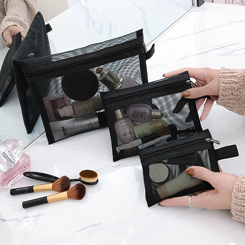 Makeup organizer cosmetic bag cosmetic storage bag toiletry bag makeup bag cosmetic case Portable Mesh Transparent Cosmetic Bag Makeup Case Women Travel Zipper Make Up Organizer Wash Toiletry Beauty Storage Bag Pouch