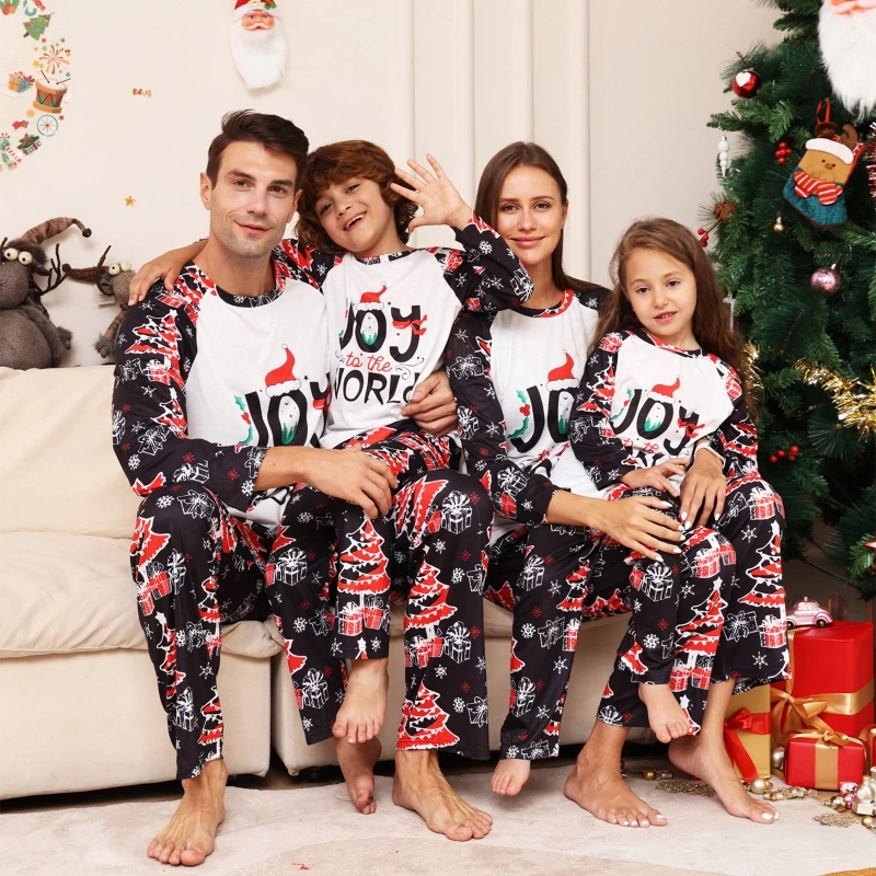 

New Christmas Family Matching Outfits Mom Dad Kids Pajamas Set Baby Rompers Casual Loose Sleepwear Xmas Family Look Pyjamas